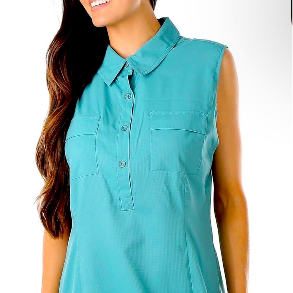 New Reel Legends Womens Solid Mariner Sleeveless Dress Large Teal size L